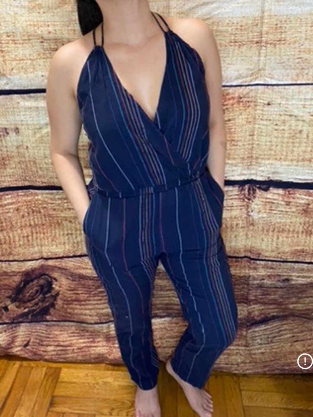 Dolan Anthropologie Striped Halter Jumpsuit Navy XS